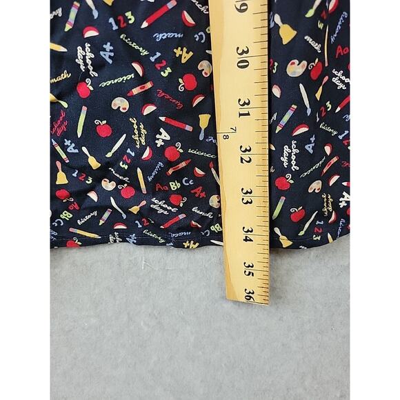 CJ Banks Black School Days Teacher Print Button Up Full Midi Rayon Skirt Plus 3X - Picture 8 of 11